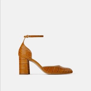 Zara Leather Animal Embossed Heel